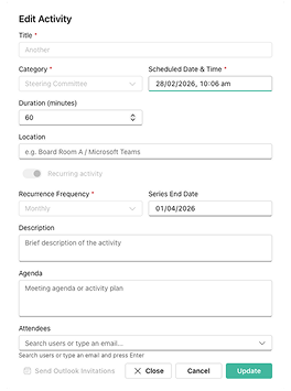 Edit Activity dialog overlay